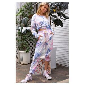 Pol crew neck long sleeve hand dip dye sweatshirt